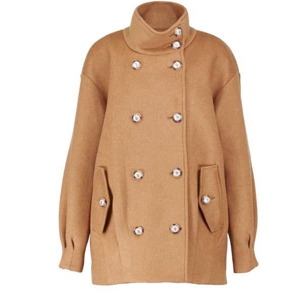 $1112 Veronica Beard Cassie Double-breasted Wool-blend Coat In Brown Beige - Picture 3 of 11
